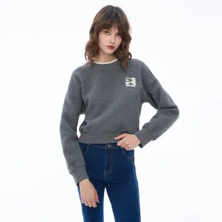 【MOMA】活潑俏皮絎縫字母壓紋短版上衣(深灰色)