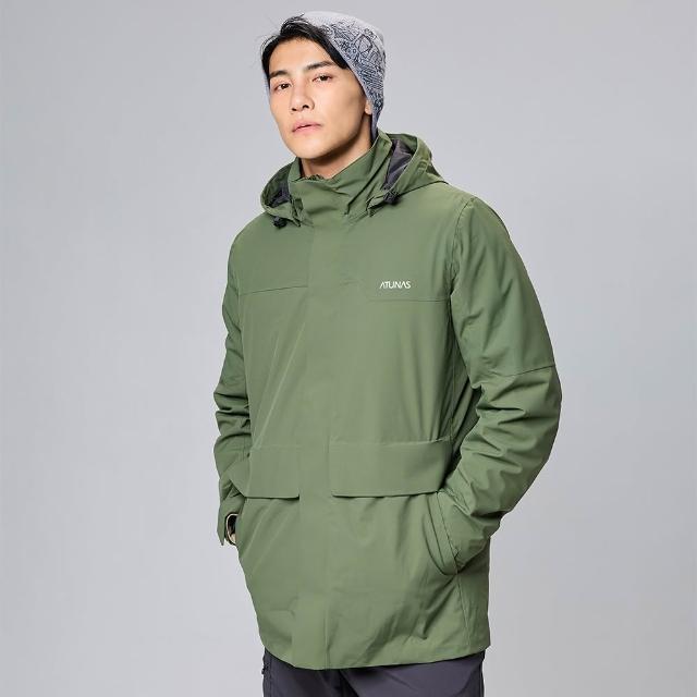 【ATUNAS 歐都納】男款防風防水透氣+科技纖維兩件式保暖外套(A2GA2323M叢林綠/輕量蓄熱/休閒旅遊*)