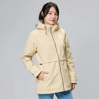 【ATUNAS 歐都納】女款GORE-TEX單件式石墨烯中長版大衣外套(A2GT2305W沙丘色/防水防風/出國旅遊/大尺碼)