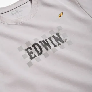 【EDWIN】男裝 吸濕排汗賽車旗短袖T恤(灰色)