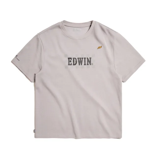 【EDWIN】男裝 吸濕排汗賽車旗短袖T恤(灰色)