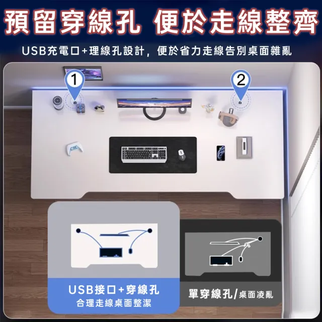 【UVLED 鈺創合成】巨穩K型戰艦電競桌 140*60贈主機托盤(電腦桌/工作桌/辦公桌/書桌/桌子/寫字桌)