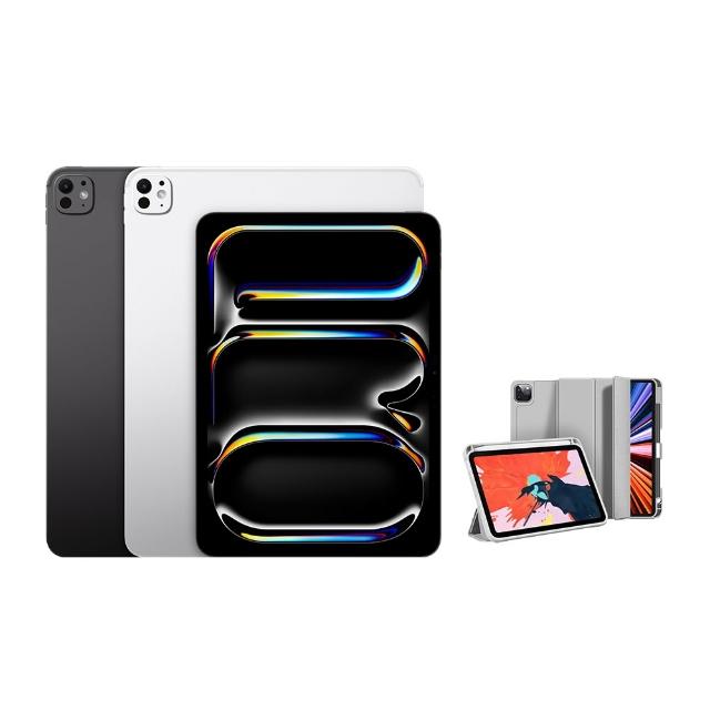 【Apple】2025 iPad Pro M5晶片/13吋/WiFi/512G 平板電腦(三折筆槽殼+鋼化保貼組)