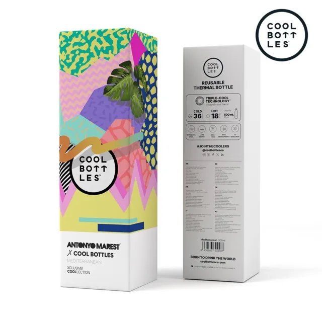 【Cool Bottles】雙層不鏽鋼真空保冷保溫杯500ml-地中海(歐美藝術家聯名款)