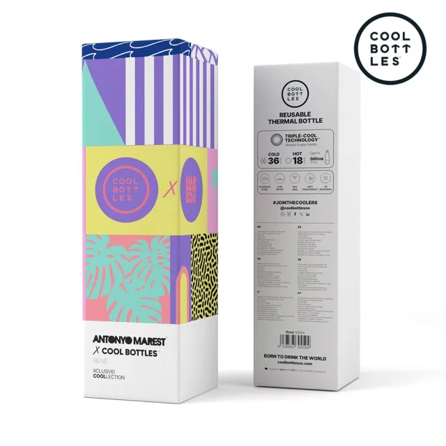 【Cool Bottles】雙層不鏽鋼真空保冷保溫杯500ml-日出Rene(歐美藝術家聯名款)