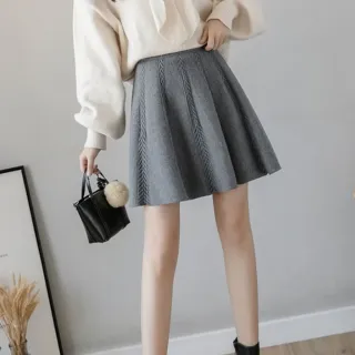 【AS 梨卡】女裝 短裙 裙子 高腰 針織裙 A字裙 傘裙 針織短裙 百搭穿搭DR359(短裙 A字裙 傘裙)