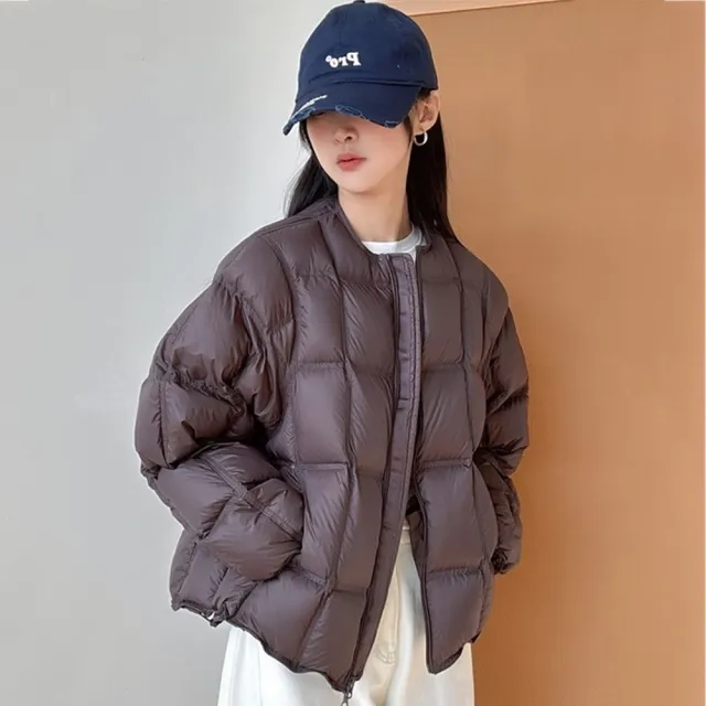 【巴黎精品】頂級真羽絨外套90%鴨絨羽絨衣秋冬外套保暖上衣大碼休閒女裝(圓領女外套3色n1lu33)
