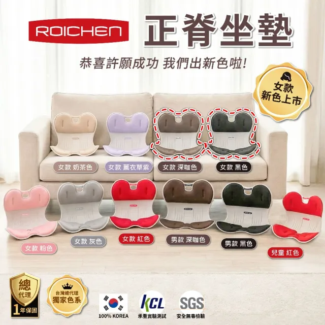 【Roichen】韓國 減壓舒適正脊坐墊/護脊椅墊/護腰靠墊 1入(正脊 美姿 椅背靠墊)