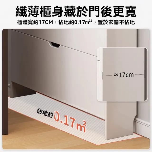 【銘利萊】翻鬥款鞋櫃 家用窄型落地靠牆鞋櫃 收納神器櫃 大容量超薄玄關 簡易鞋櫃(北歐楓木色80*17*115)