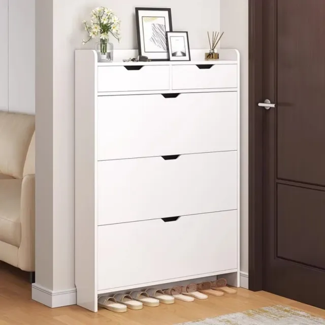 【銘利萊】翻鬥款鞋櫃 家用窄型落地靠牆鞋櫃 收納神器櫃 大容量超薄玄關 簡易鞋櫃(北歐楓木色80*17*115)