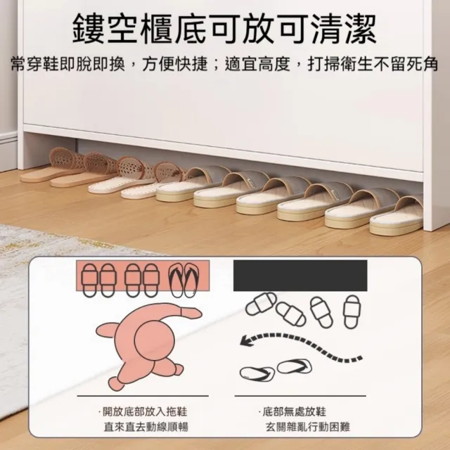 【銘利萊】翻鬥款鞋櫃 家用窄型落地靠牆鞋櫃 收納神器櫃 大容量超薄玄關 簡易鞋櫃(北歐楓木色80*17*115)