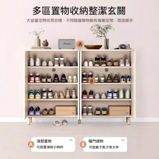 【銘利萊】鞋櫃家用門口 收納櫃 一體靠牆鞋櫃 室內入戶玄關櫃 走廊鞋架(三門款 90*30*92)