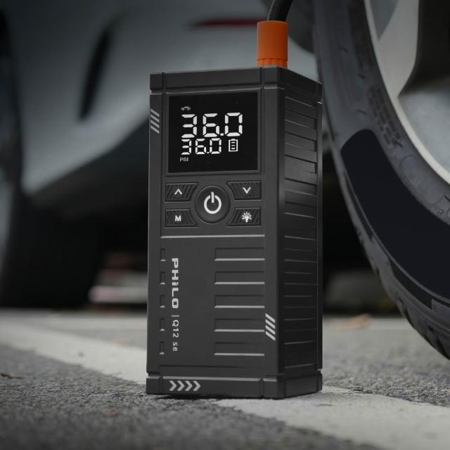 【Philo 飛樂】Q12se 12000Mah 救車打氣多功能機(打氣機/汽車急救電源/汽車接電/汽車啟動電源/自動打氣機)