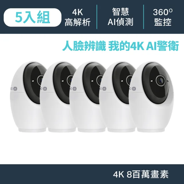 (尾牙採購5入組)TP-Link Tapo C260 4K 800萬畫素 AI智慧偵測 人臉辨識 可旋轉 無線網路監視器