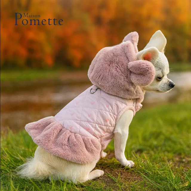 【Maison Pomette】愛心滿滿小熊棉衣裙.粉色 狗狗衣服 S-2XL(瑪頌·波美特)