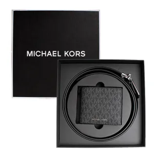 【Michael Kors】MK防刮皮革8卡短夾+皮帶禮盒組/男生短夾皮帶禮盒(多款可選)