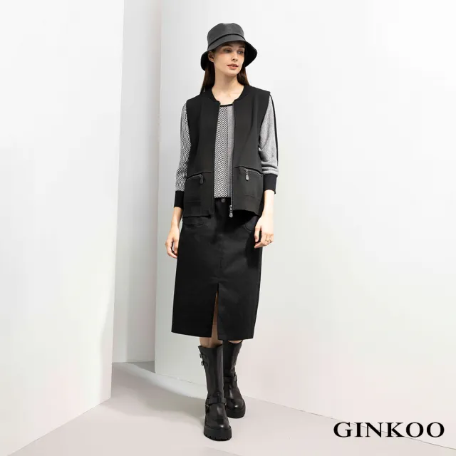 【GINKOO 俊克】拉鏈針織背心外套