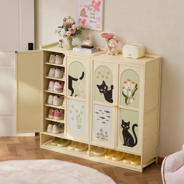 【Quality 聚家】鞋櫃 鞋子收納櫃 防塵櫃 玄關櫃 入戶置物架（四門）(可拆卸隔板/承重強/加高櫃腳)