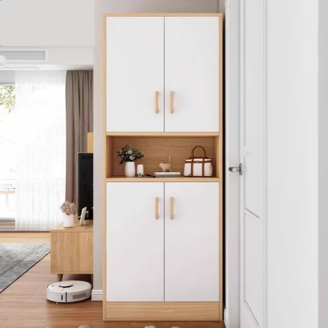 【TAMZU 潭祖】鞋櫃家用 收納櫃一體 靠牆玄關櫃 入戶室內多層鞋架(四門帶格款 60*30*183)