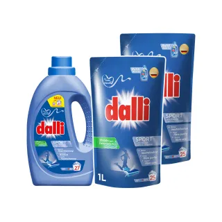 【Dalli德國達麗】機能抗臭洗衣精組-機能洗衣精1.1Lx1+補充包1Lx2(除臭除菌/去除汗臭/護纖/運動衣)