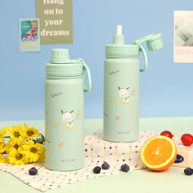 【HOUSUXI 舒希 官方直營】三麗鷗系列-鎖蓋保溫瓶-附吸管-600ml-A3(任選)