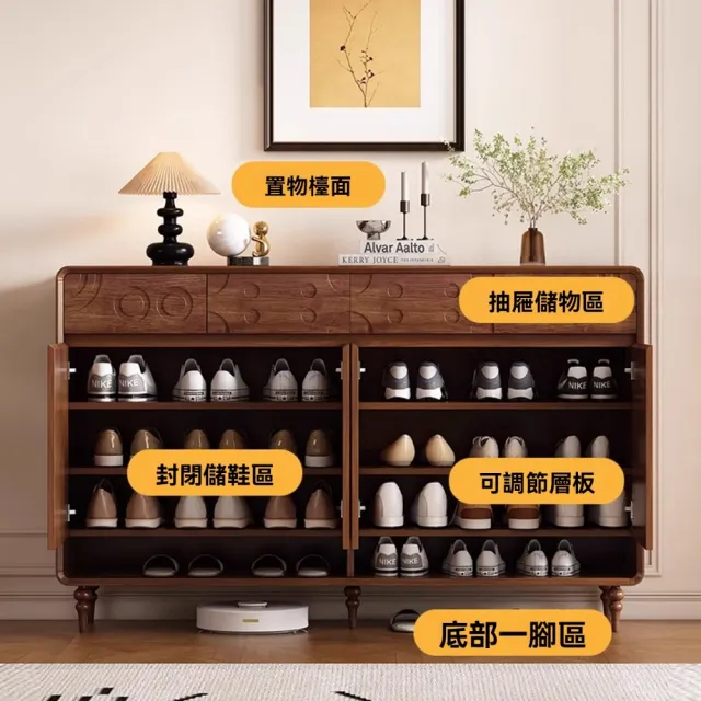 【銘利萊】實木入戶鞋櫃 大容量玄關儲物櫃 簡約現代鞋櫃 陽台收納櫃(ZD660款 全實木 100*39.5*103)