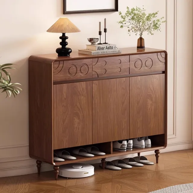 【TAMZU 潭祖】實木入戶鞋櫃 大容量玄關儲物櫃 簡約現代鞋櫃 陽台收納櫃(ZD660款 全實木 100*39.5*103)