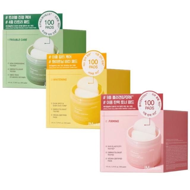 【JMsolution】爽膚棉100片/3款*2入任選(膠原彈嫩PDRN/維他命C美白淡斑/茶樹控油淨瑕)