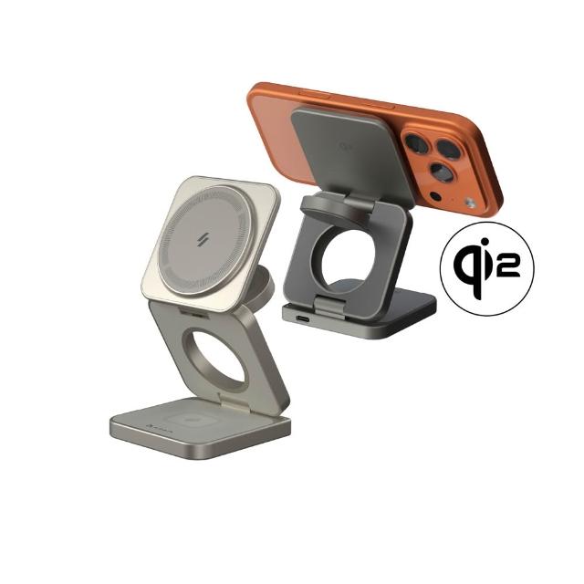 ADAM亞果元素 Mag 3 Pro Qi2 為高效能手機充電器，支援Qi2無線充電技術，最大輸出15W，提供穩定快速充電。單一充電埠設計，適合iPhone及相容裝置。顏色選項為鈦灰，尺寸輕巧便攜，重量適中。產地中國，享有3年保固。透過BSMI許可字號R39108及NCC認證碼CCAJ24LP7760T0，確保安全使用。輸入電壓及輸出電壓依規格標準，提供可靠充電體驗。