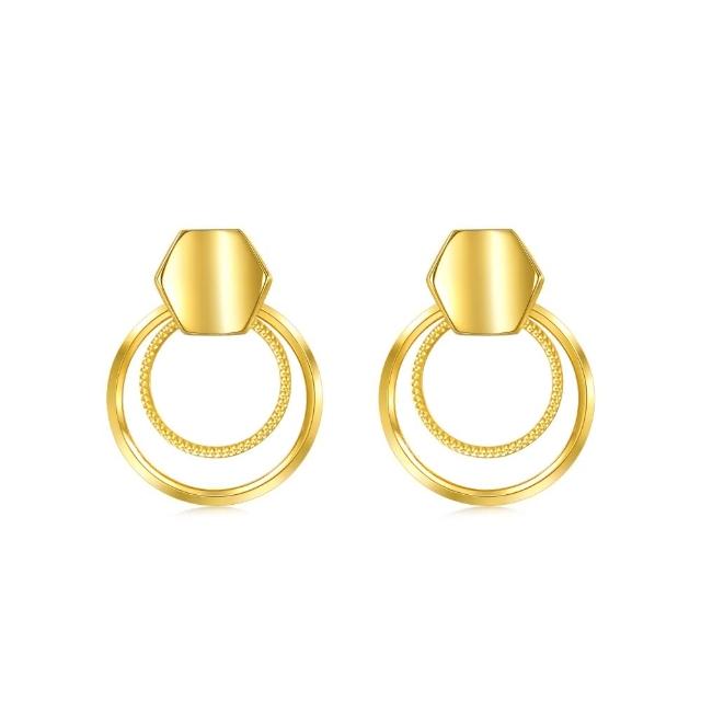 【點睛品】同心圓 黃金耳環_計價黃金(一對)