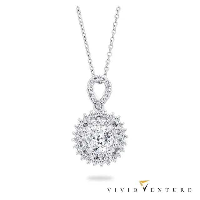 【Vividventure 亞帝芬奇】鉑金台+18K鍊 GIA 1克拉 DVS2 天然鑽石 真鑽 項鍊 極致璀璨