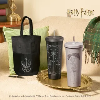 【Oolab 良杯製所】哈利波特系列 吸管杯翻折提袋組 大容量不鏽鋼850ml(哈利波特聯名/杯+提袋)