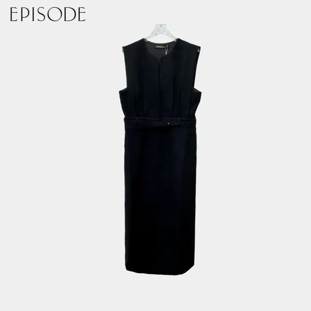 【EPISODE】優雅修身顯瘦舒適羊毛無袖長洋裝E44711（黑）