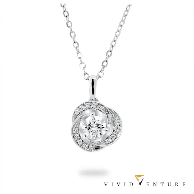 【Vividventure 亞帝芬奇】GIA 30分 DSI2 3VG 八心八箭 天然鑽石 真鑽 項鍊 精靈花圈(14K金台)