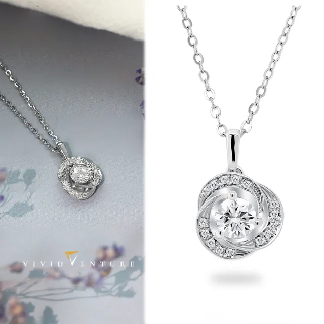 【Vividventure 亞帝芬奇】GIA 30分 DSI2 3VG 八心八箭 天然鑽石 真鑽 項鍊 精靈花圈(14K金台)