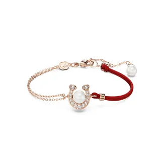 【SWAROVSKI 施華洛世奇】Symbolica 手鏈 水晶珍珠 密鑲  馬蹄鐵 白色  鍍玫瑰金色調