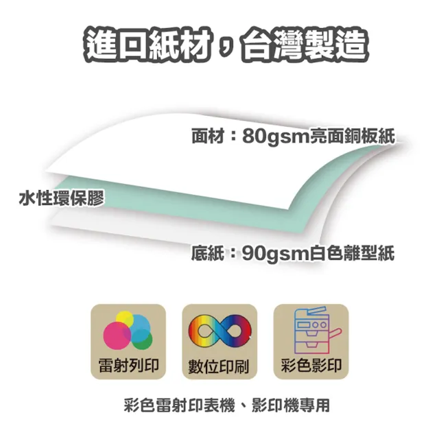 【CLEAN 克林】A4彩色雷射銅版標籤貼紙-18格直角 50張(電腦標籤貼紙 雷射標籤 高質感貼紙  亮面白色標籤)