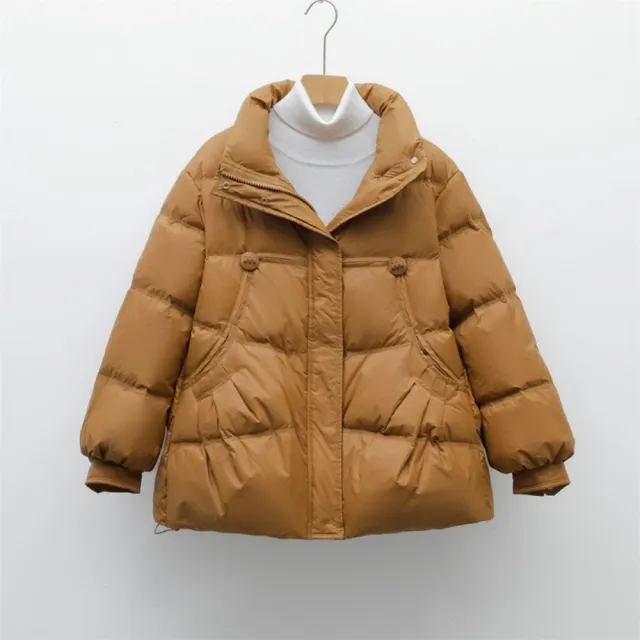 【巴黎精品】頂級真羽絨外套90%鴨絨羽絨衣秋冬(簡約純色女外套4色n1lw78)