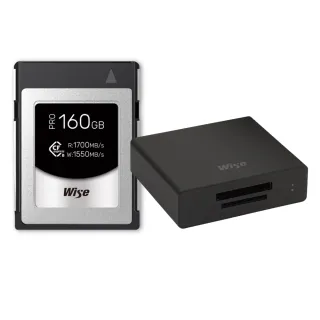 【Wise 裕拓】160GB CFexpress Type B PRO 高速記憶卡+WA-CXS08 高速雙槽讀卡機(公司貨-雙拚組合)