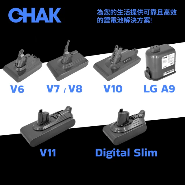 【CHAK】Dyson V7 V8吸塵器共用版 高容量3000mAh鋰電池 DC8230 加贈濾網組(Dyson 副廠電池 戴森配件)