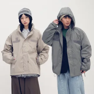 【plain-me】男女款 防潑水立領連帽鋪棉外套(防潑水 鋪棉 機能 秋冬外套 保暖 PLN1195-252)