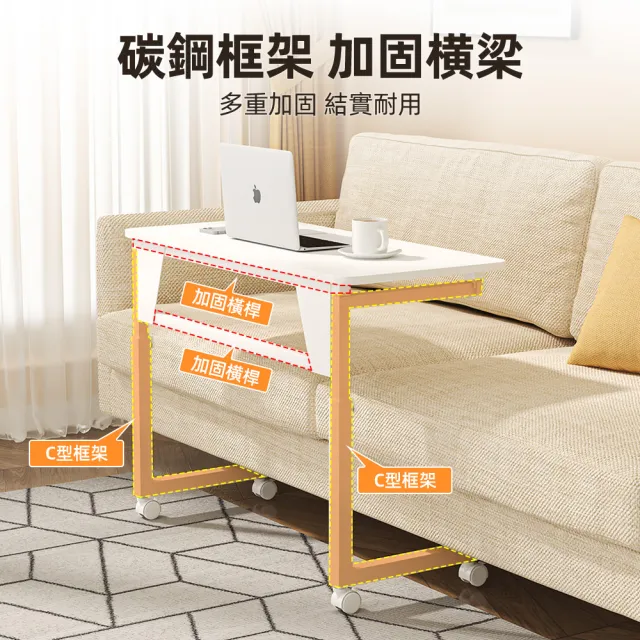 【慢慢家居】可調高-3秒摺SGS低甲醛可移動摺疊桌80x40cm(邊桌 書桌 電腦桌 升降桌)