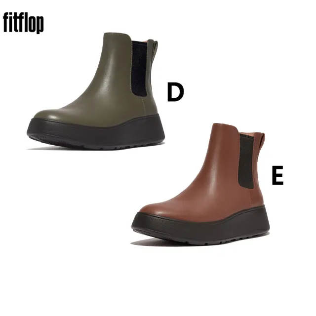 【FitFlop】F-MODE 皮革/麂皮/羊毛厚底切爾西靴-女(多色)