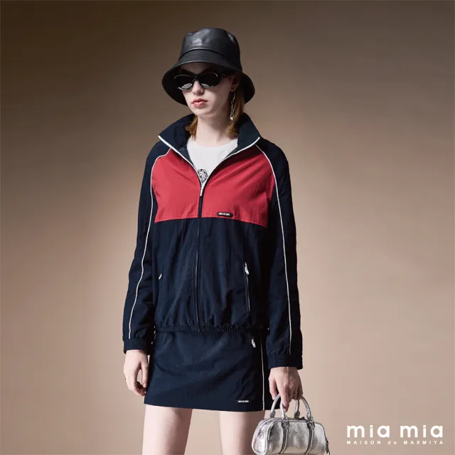 【mia mia】撞色剪裁立領外套
