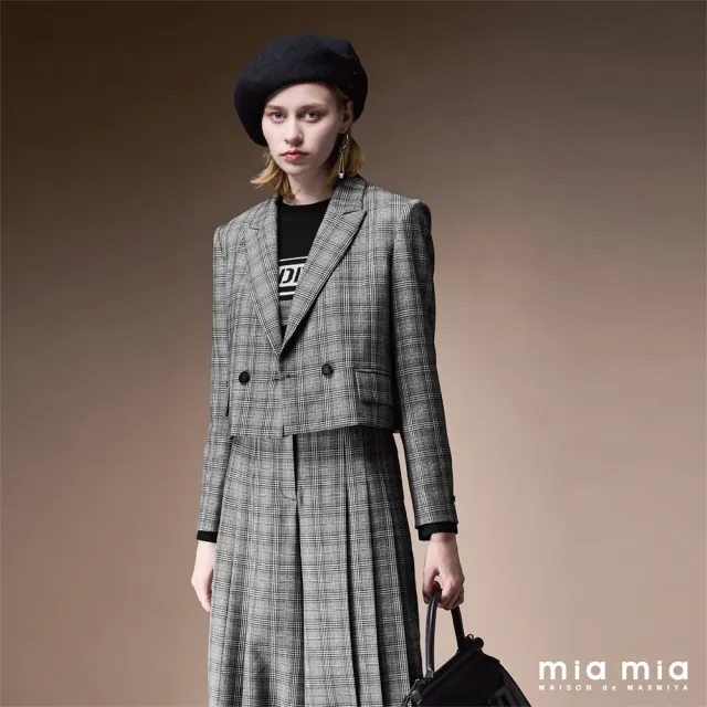 【mia mia】灰格紋短版西裝外套