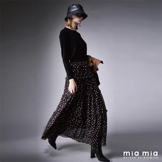 【mia mia】圓點荷葉蛋糕散式長裙