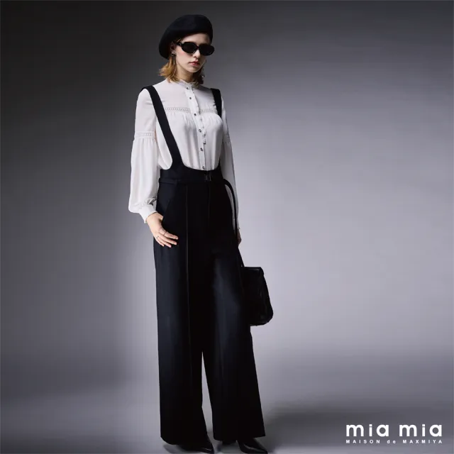 【mia mia】純羊毛吊帶寬口褲