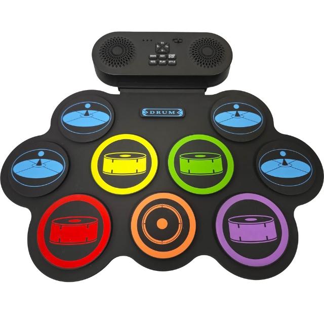 【Bora】DTX MIDI 充電式9鼓盤電子鼓(兒童 矽膠 電子鼓 手捲鼓 架子鼓)