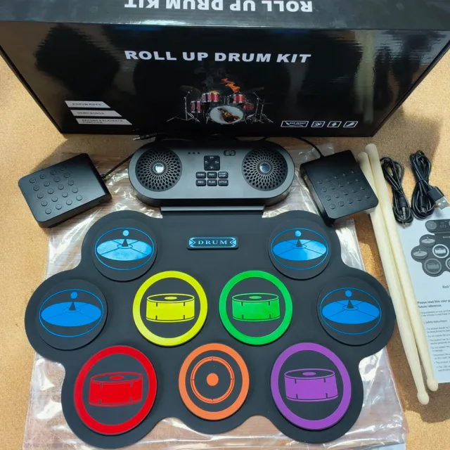 【Bora】DTX MIDI 充電式9鼓盤電子鼓(兒童 矽膠 電子鼓 手捲鼓 架子鼓)