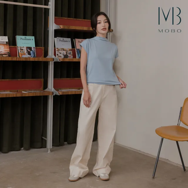 【MO-BO】質感布紋彈力顯瘦丹寧褲